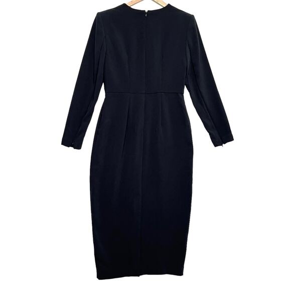 Sergio Hudson x Target Sheath Midi Dress Sz XS Black Stretch Shoulder Pads Slit - Picture 12 of 12